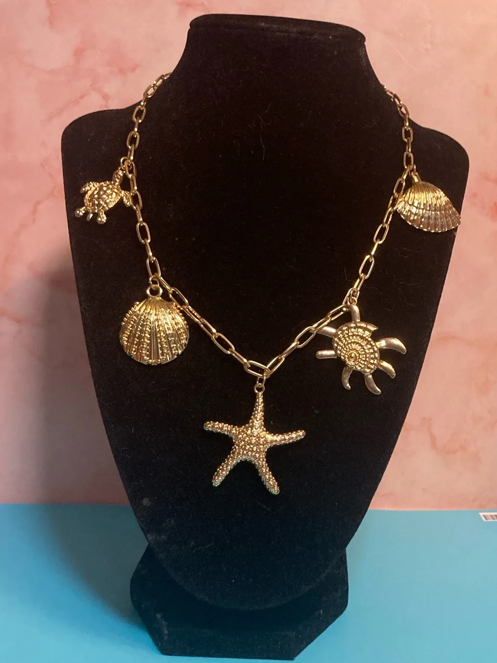 Gold  Beach Charm Necklace